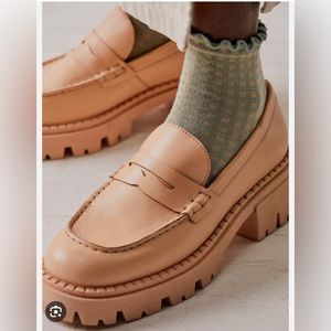 Free People Women's Brown Lyra Lug Sole Loafers - 7.5/37.5 BRAND NEW